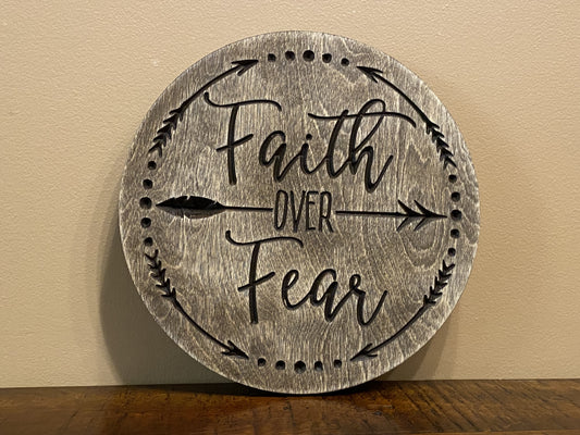 Faith Over Fear Wall Art Wood Sign