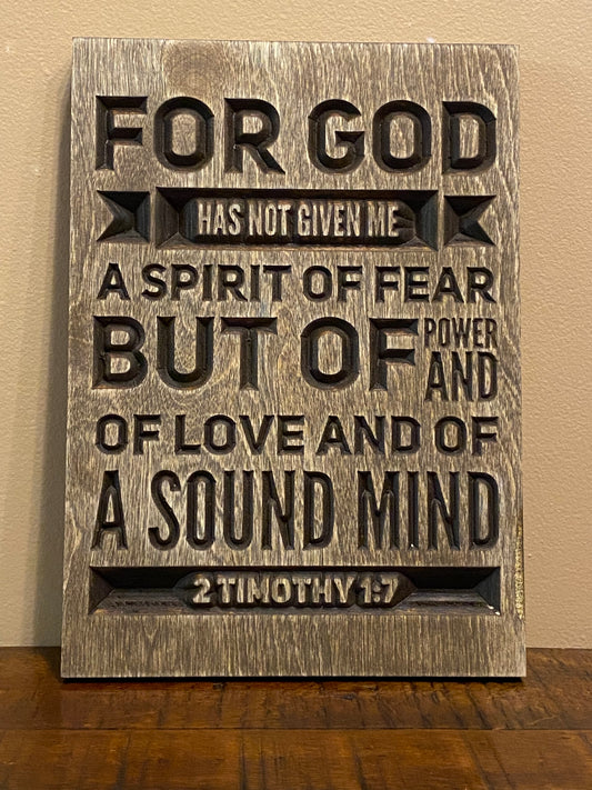 2 Timothy 1:7 Bible Verse Christian Wall Art Wood Sign