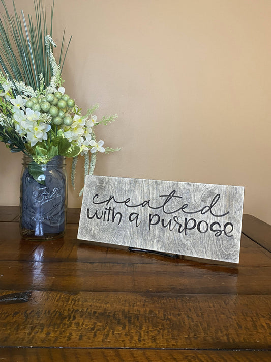 Created with a Purpose Christian Wall Art Wood Sign