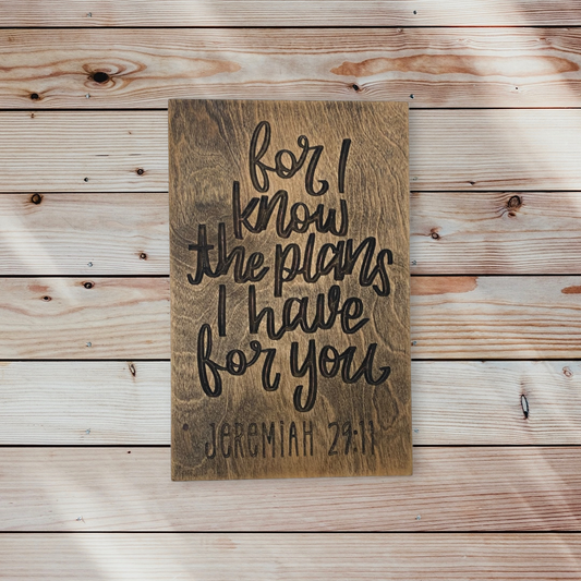 For I Know The Plans I Have Jeremiah 29:11 Wood Carved Wall Art