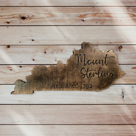 Personalized Kentucky Town Sign Wood Carved Wall Art