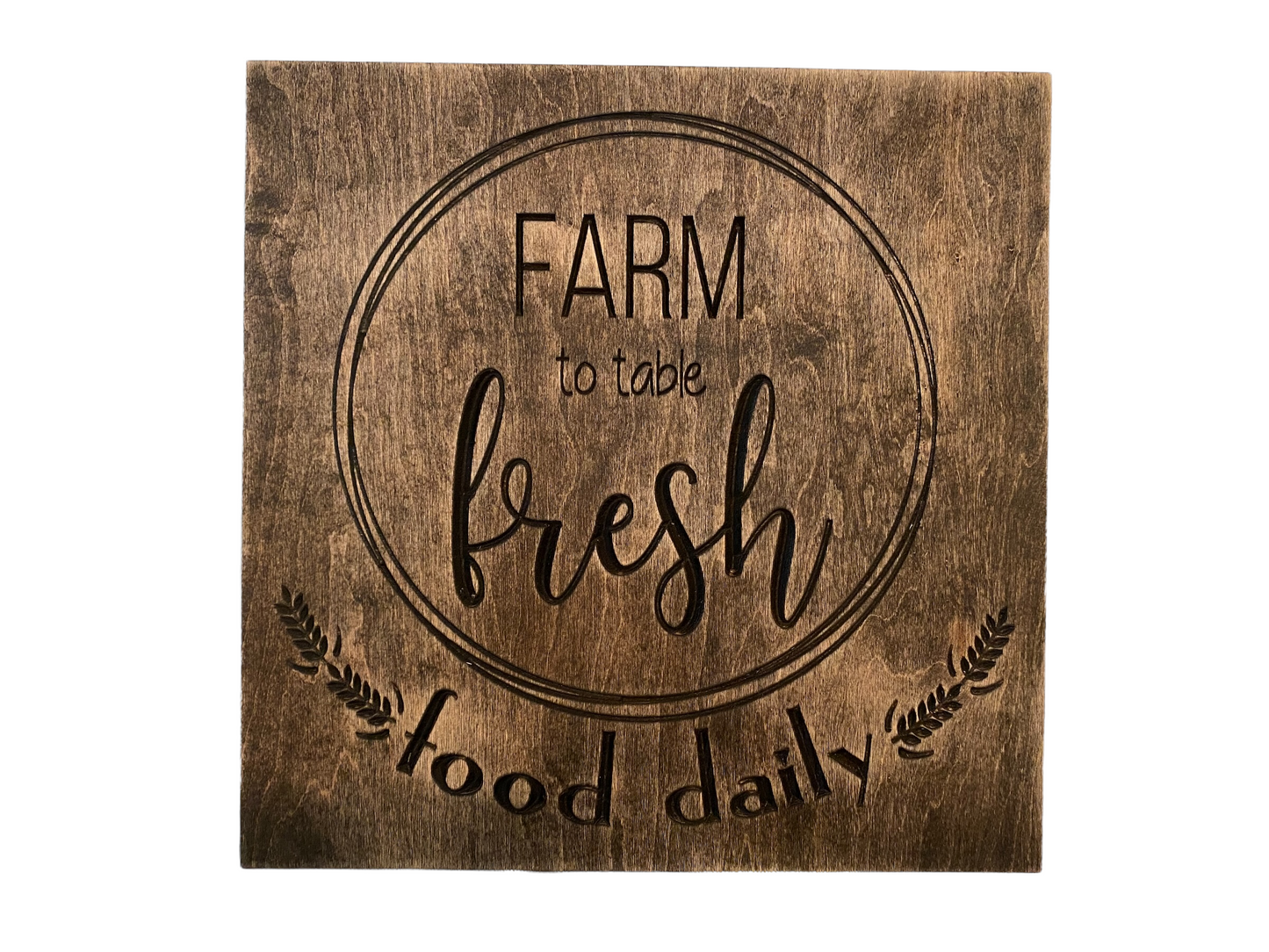 Farm to Table Fresh Food Daily Farmhouse Wood Carved Wall Art Wood Sign