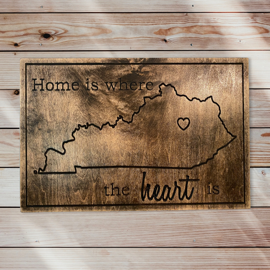 Kentucky Home is Where the Heart Is Wood Carved