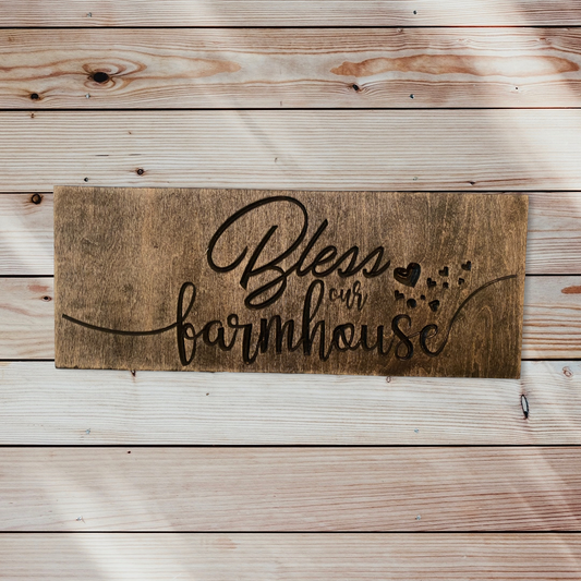Bless This Farmhouse Wood Carved Wall Art Wood Sign