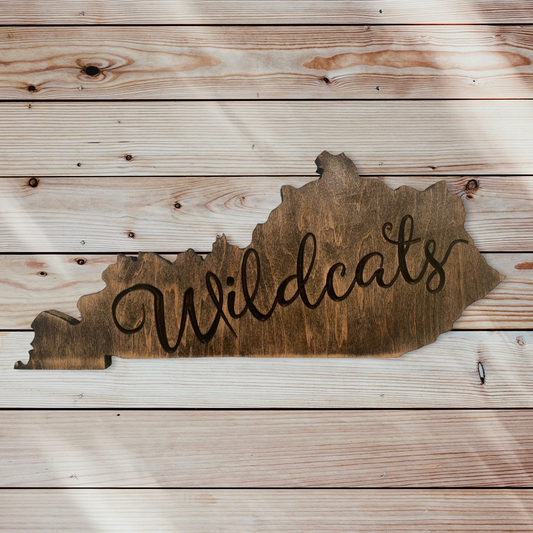 Kentucky Outline Wildcats Wood Carved Wall Art Wood Sign