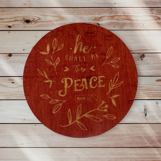 He Shall Be Peace Micah 5:5 Bible Verse Wood Carved Wall Art