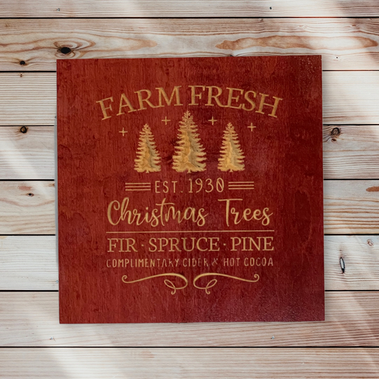 Christmas Farm Fresh Trees Wood Carved Wall Art