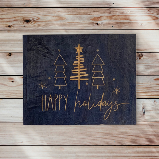 Happy Holidays Wood Carved Wall Art