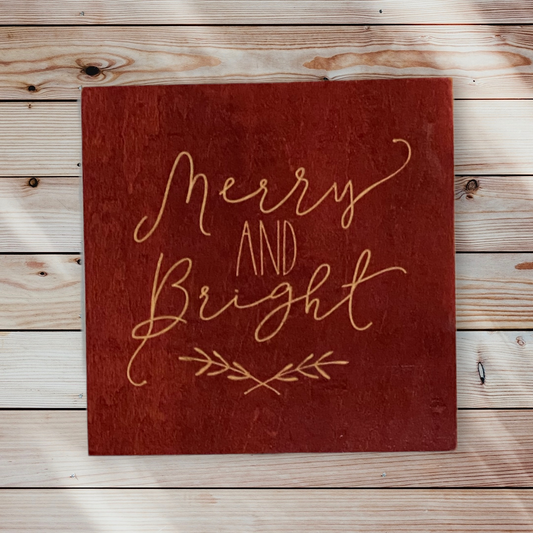 Merry and Bright Christmas Wood Carved Wall Art