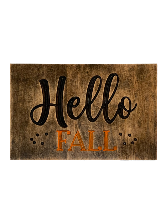 Hello Fall Wood Carved Wall Art