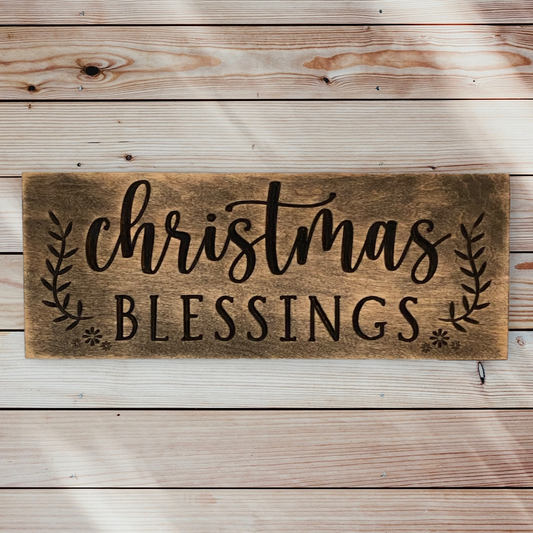 Christmas Blessings Wood Carved Wall Art