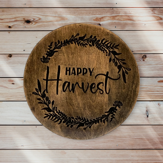 Happy Harvest Fall Wood Carved Wall Art