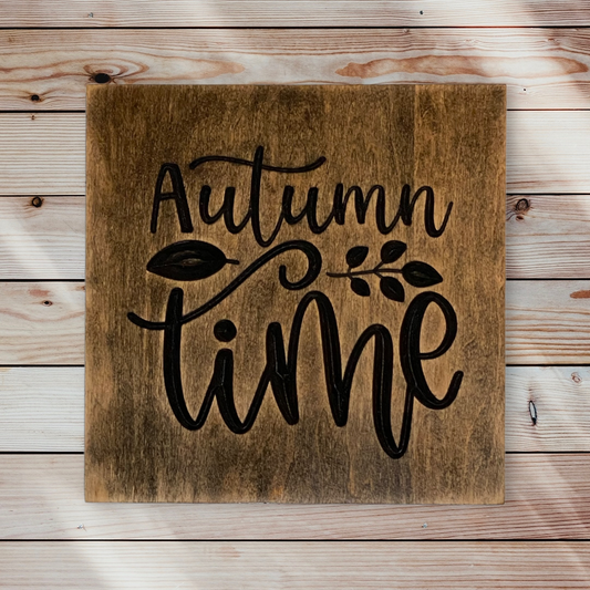 Autumn Time Wood Carved Wall Art