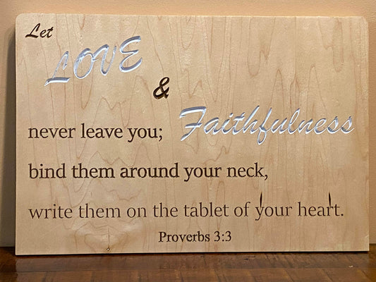 Proverbs 3:3 Love and Faithfulness Bible Verse Wall Art
