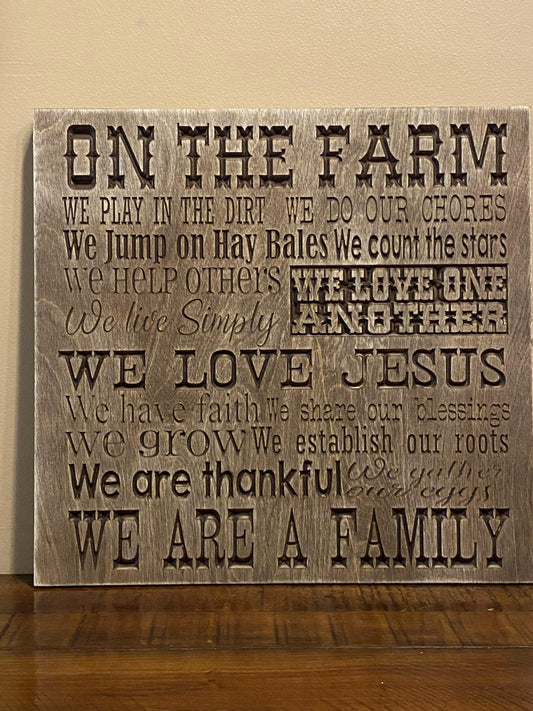 On The Farm Family Christian Wall Art Wood Sign