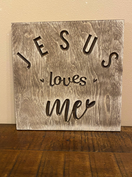 Jesus Loves Me Christian Wall Art Wood Sign