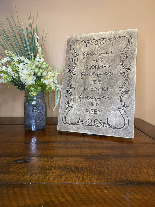 Forever He is Glorified Christian Wall Art Wood Sign