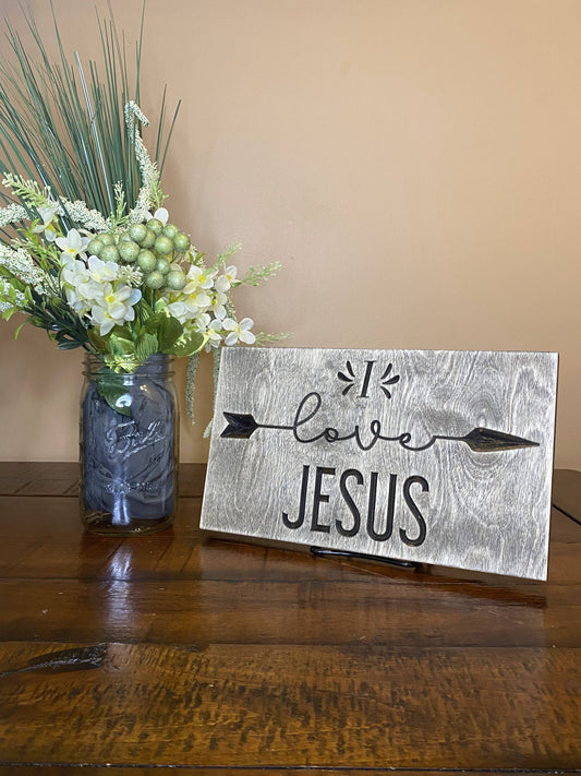 I Love Jesus Christian Wall Art Wood Sign