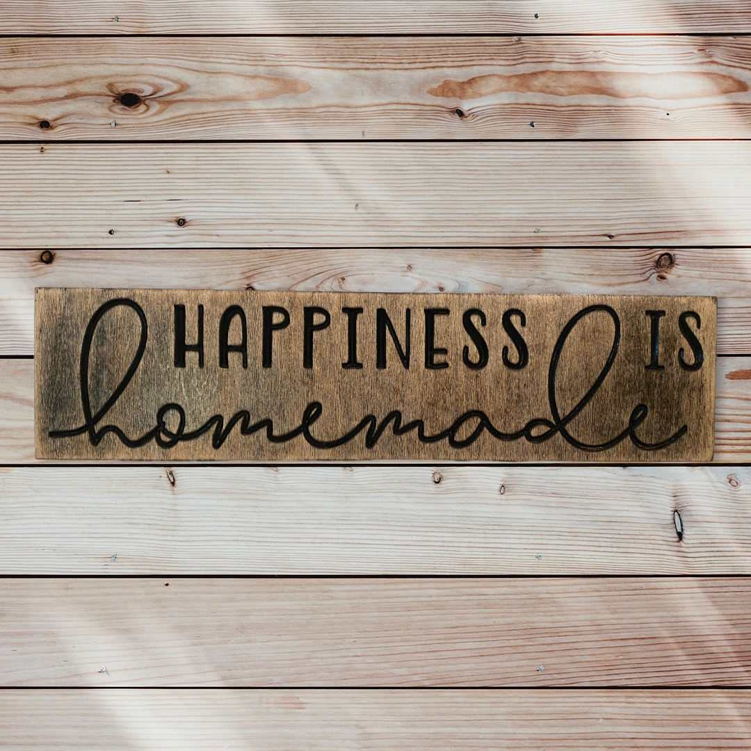 Happiness is Homemade Wood Carved Wall Art