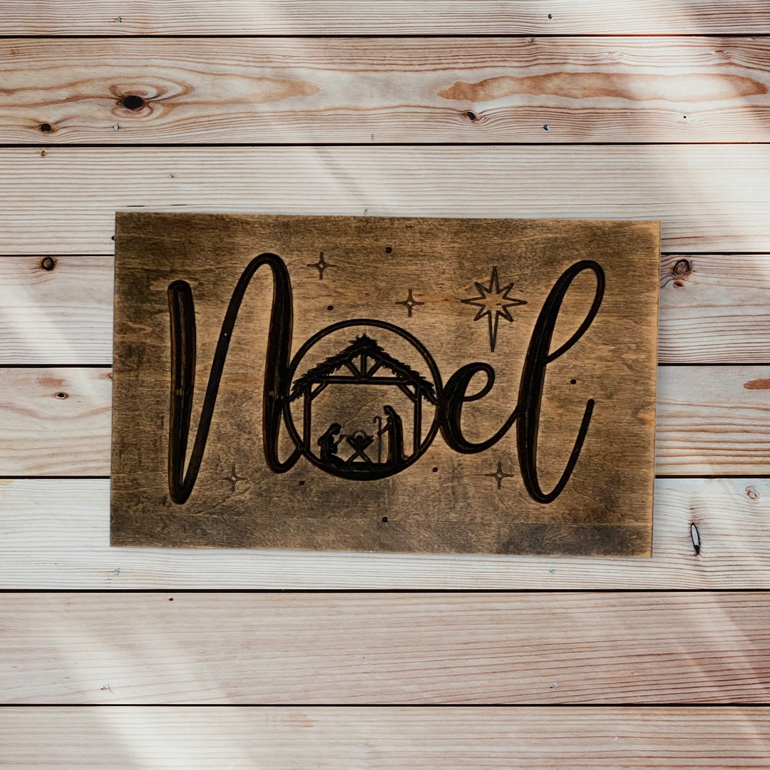 Noel Christmas Wood Carved Wall Art