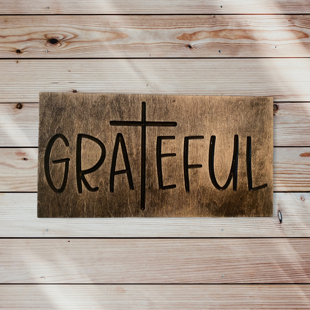 Grateful Christian Wood Carved Wall Art Wood Sign