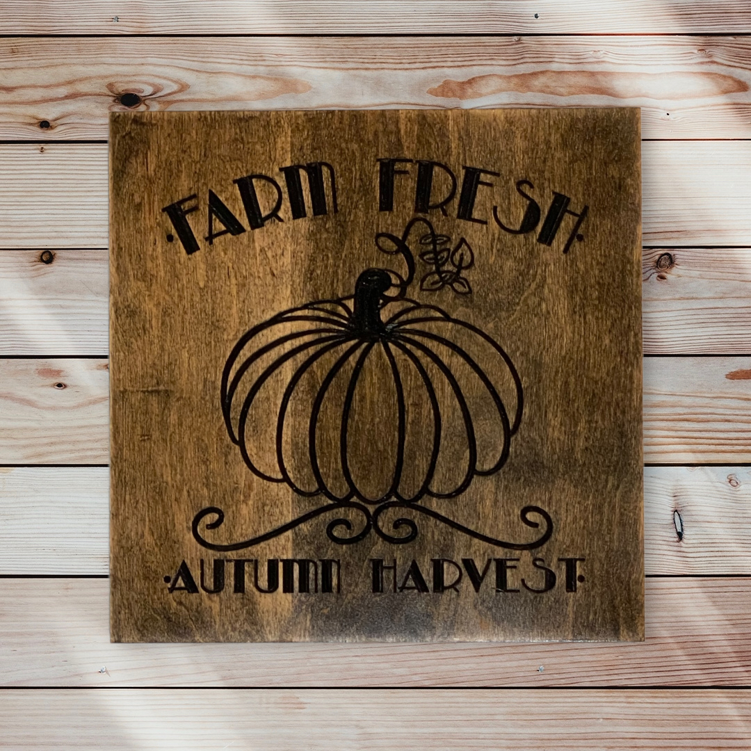 Farm Fresh Pumpkins Fall Wood Cved Wall Art