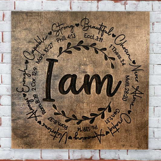 I Am Bible Verse Christian Scripture Wall Art Wood Sign